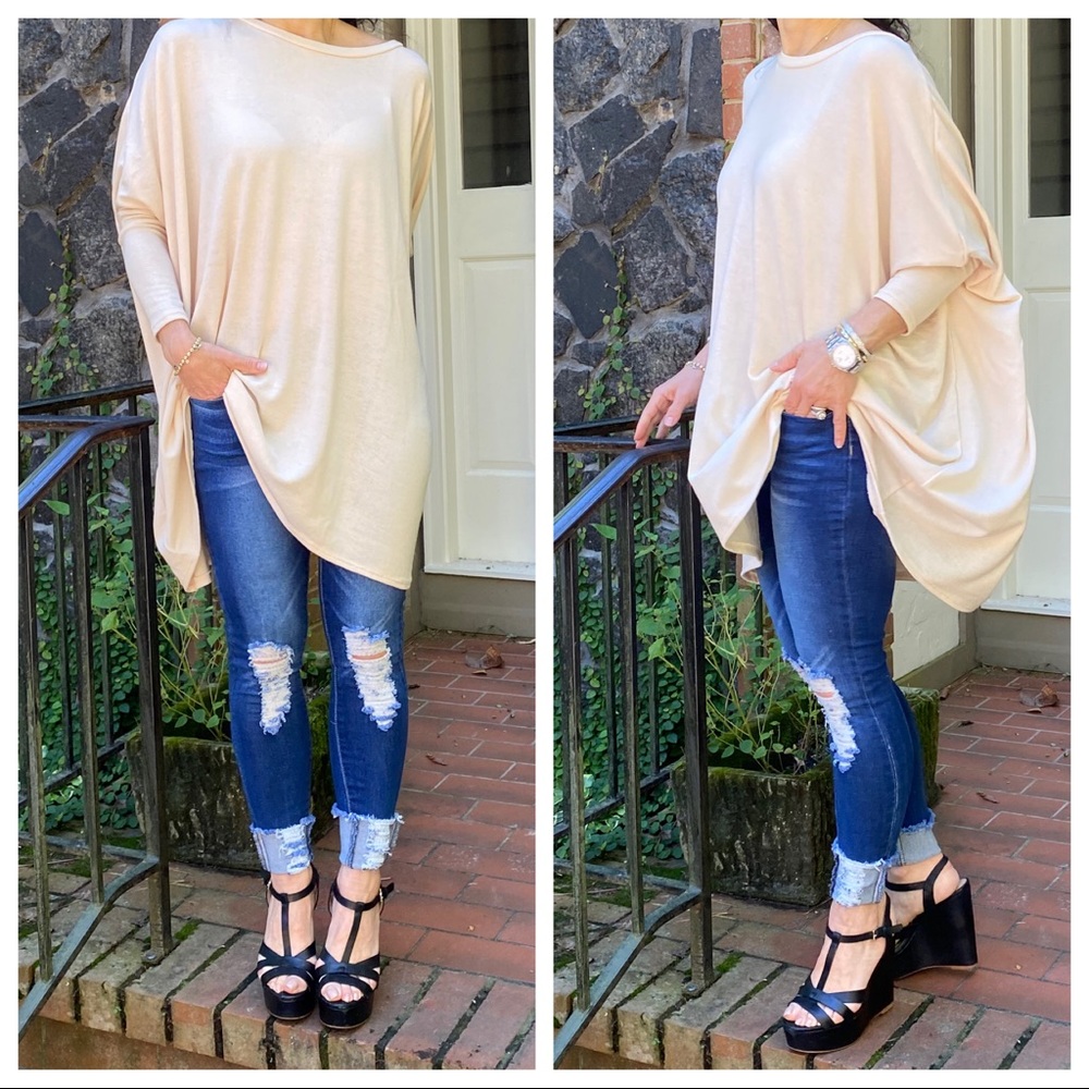 OVERSIZED LOOSE FIT CREAM KNIT SWEATER - Picture 4 of 9